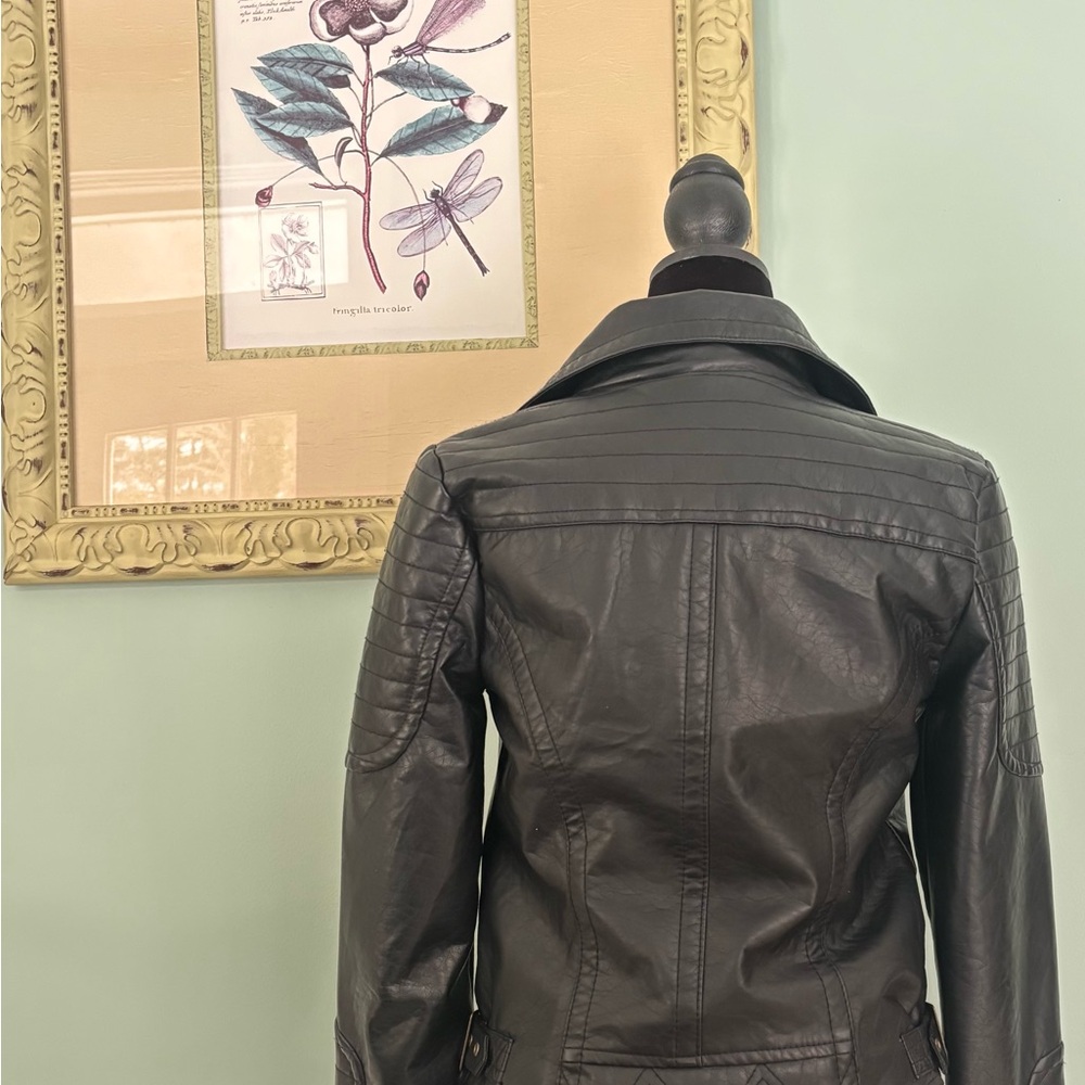 Faux leather motorcycle jacket black classic timeless iconic james dean vibe - Picture 4 of 9
